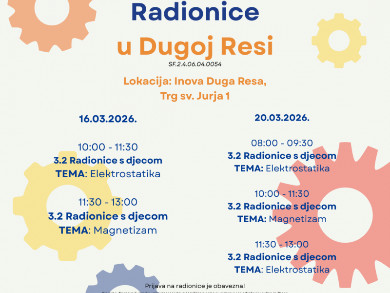 Radionice u dugoj resi 16.03. i 20.03. Radionice u dugoj resi 16.03. i 20.03.