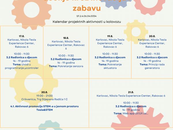 Kalendar projektnih aktivnosti za kolovoz! Kalendar projektnih aktivnosti za kolovoz!