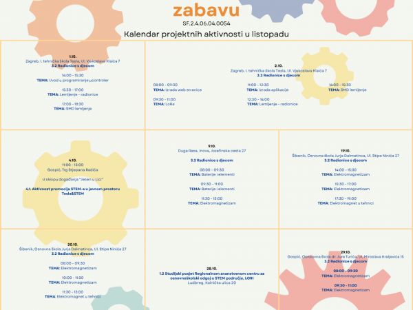 Kalendar projektnih aktivnosti za listopad! Kalendar projektnih aktivnosti za listopad!