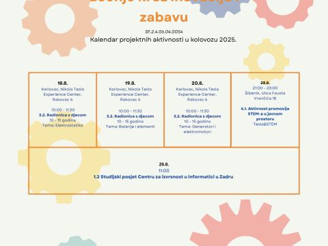 Nikola Tesla Network - Stigao je kalendar projektnih aktivnosti za mjesec kolovoz 2025.!