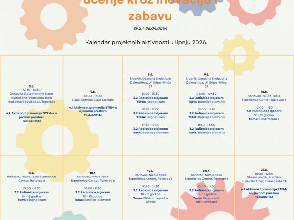 Kalendar projektnih aktivnosti za lipanj