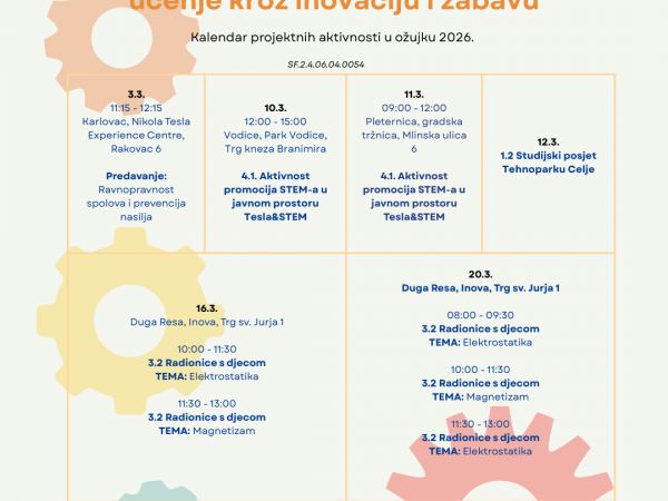 Novi kalendar projektnih aktivnosti za ožujak!