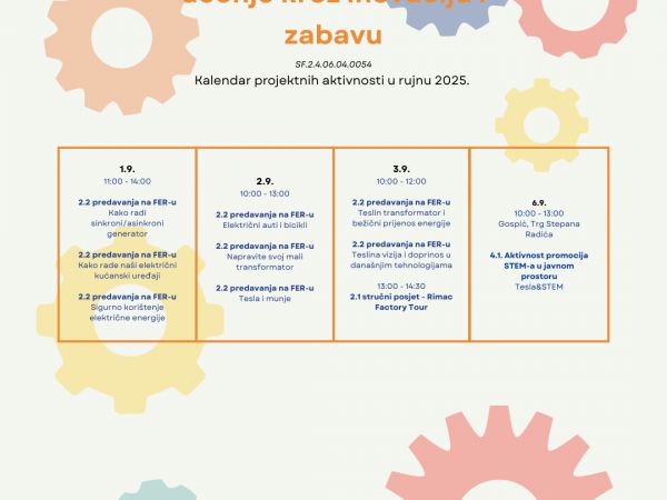 Stigao je novi kalnedar projektnih aktivnosti za mjesec rujan 2025!
